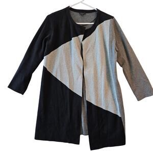 Ann Taylor Black Gray White Open Cardigan Duster Color Block Size Medium